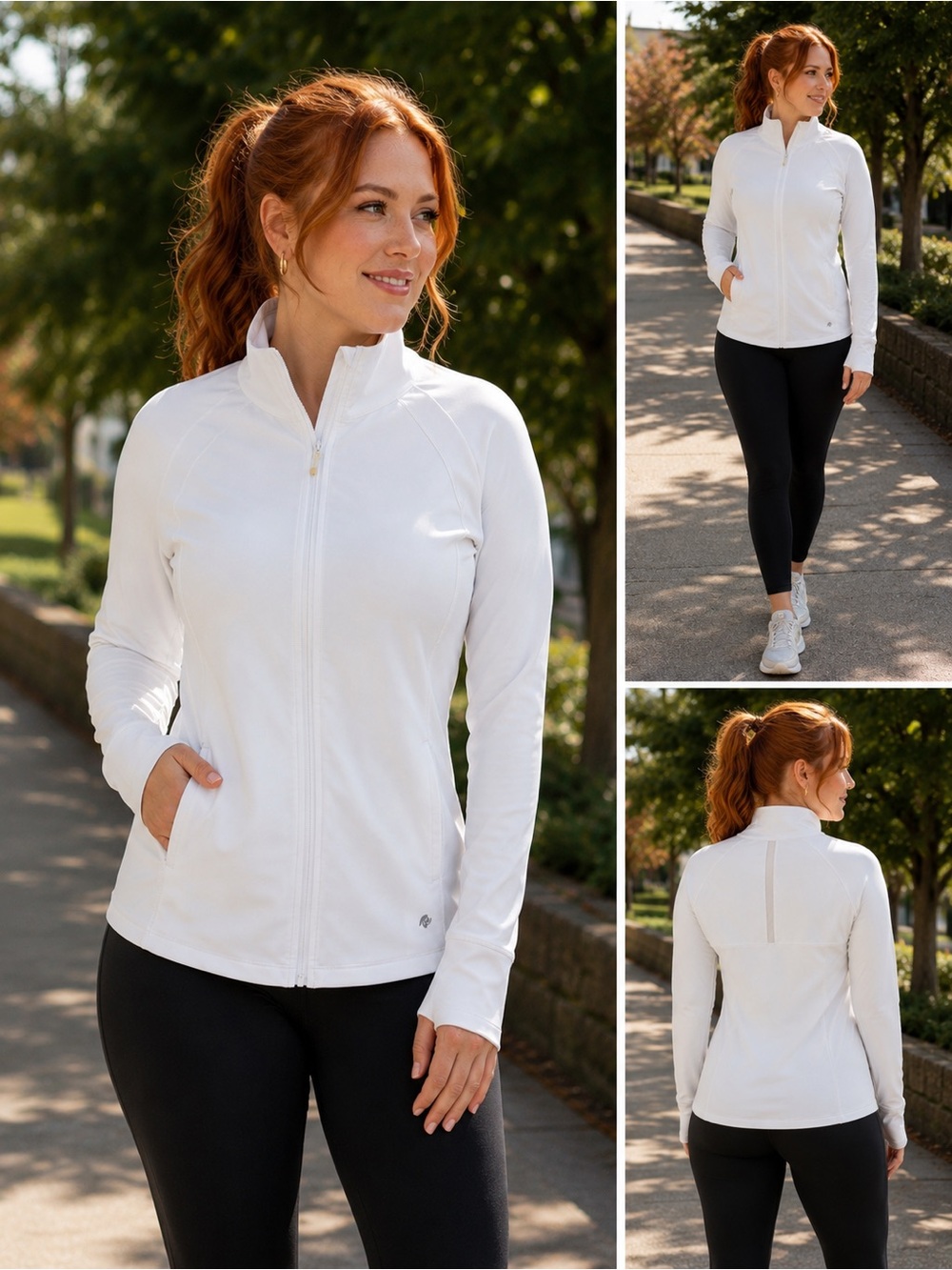 Apana White Lightweight Active Zip Jacket size M